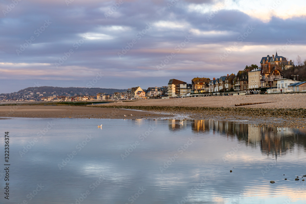 Villers-sur-mer waterfront at low tide - Normandy, France