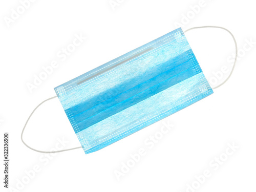 Disposable protective face mask on white background. Influenza or similar viruses protection concept