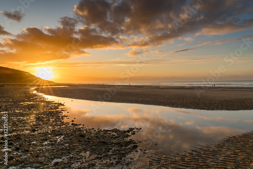 Villers-sur-mer  Normandy  France - Sunset at low tide