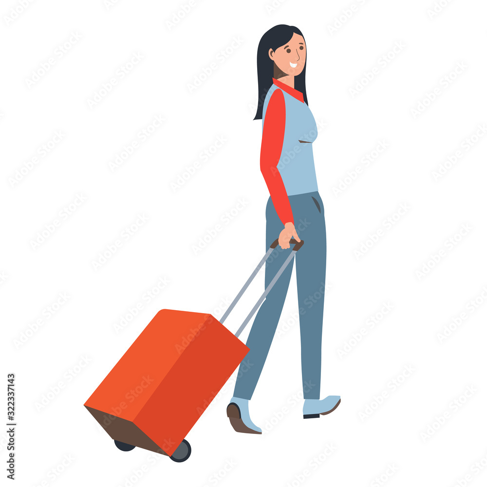 Girl with a valise. Traveler. Girl with a valise. Traveler.