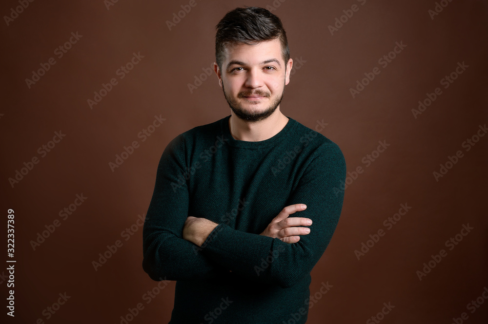 Man with brown hair showing confidence Man with brown hair showing confidence