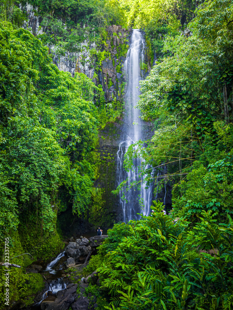 Maui, Hawaii Hana Highway Wailua Falls, near Lihue, Kauai. Road to Hana connects Kahului to