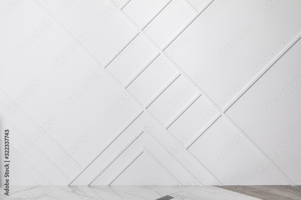 Minimalistic Modern Interior. Part of Room - Floor and Wall Decorated With Moldings. Background with Free Copyspace Minimalistic Modern Interior. Part of Room - Floor and Wall Decorated With Moldings. Background with Free Copyspace