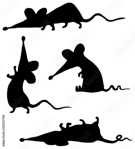 Rat Cartoon Poses Stencil