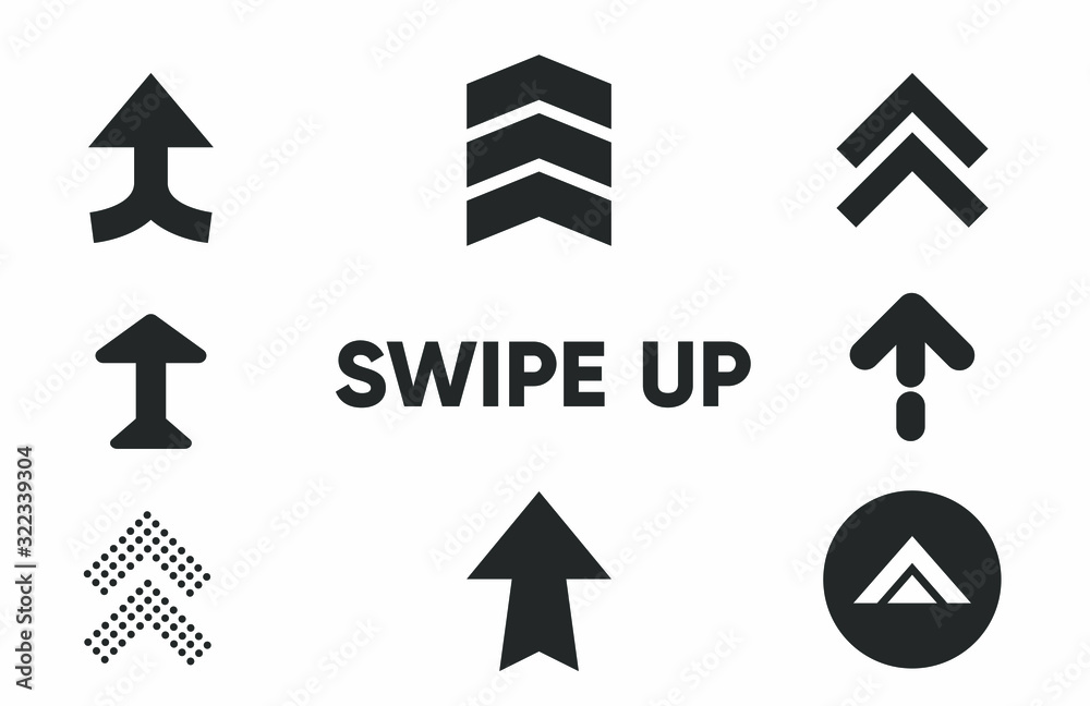 Black arrows, buttons and web icons for advertising and marketing in social media application. Swipe up, set of buttons for social media. Black arrows, buttons and web icons for advertising and marketing in social media application. Swipe up, set of buttons for social media.