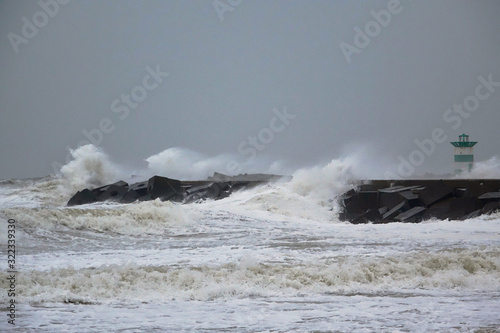 Netherlands. Storm along the coast of Scheveningen.
