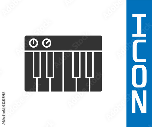 Grey Music synthesizer icon isolated on white background. Electronic piano. Vector Illustration