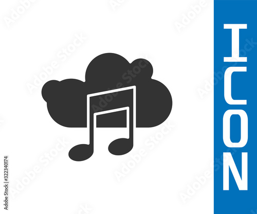 Grey Music streaming service icon isolated on white background. Sound cloud computing, online media streaming, song, audio wave. Vector Illustration