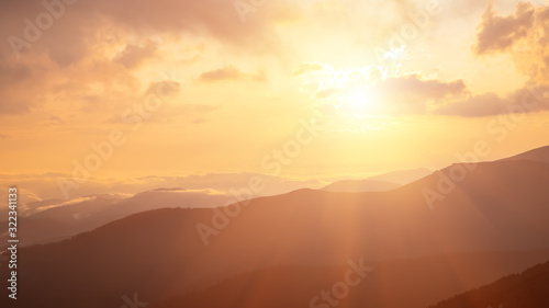 Sunrise, sunset in the Carpathian mountains. Natural background © fotolesnik