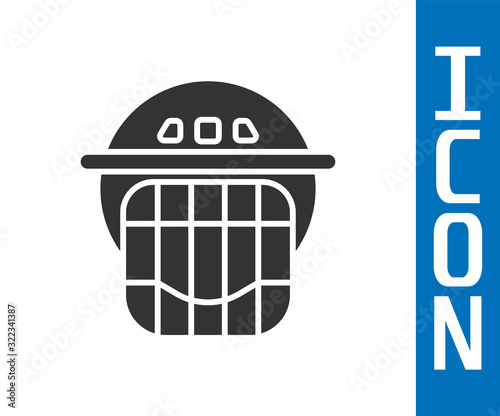 Canvas Print Grey Hockey helmet icon isolated on white background