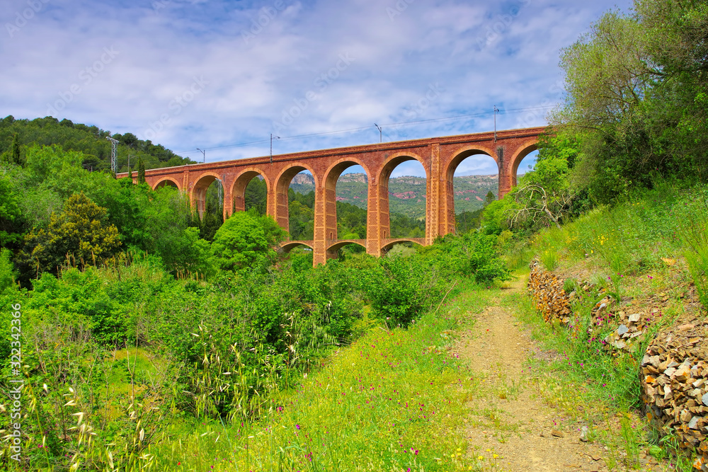Eisenbahnbrücke Viaducte dels Masos in Duesaigues, Katalonien in Spanien - railway bridge Viaducte dels Masos in Duesaigues