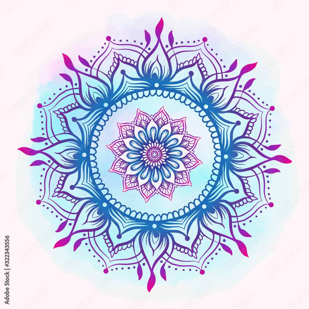 Mandala. Vintage round pattern. Hand drawn abstract background. Traditional Indian henna mehendi tattoo element. Vector illustration.