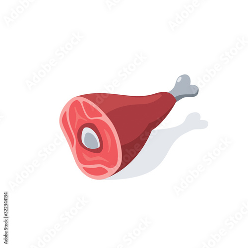 Ham leg meat. Vector 3d isometric, color web icon, new flat style. Creative illustration design, idea for infographics.