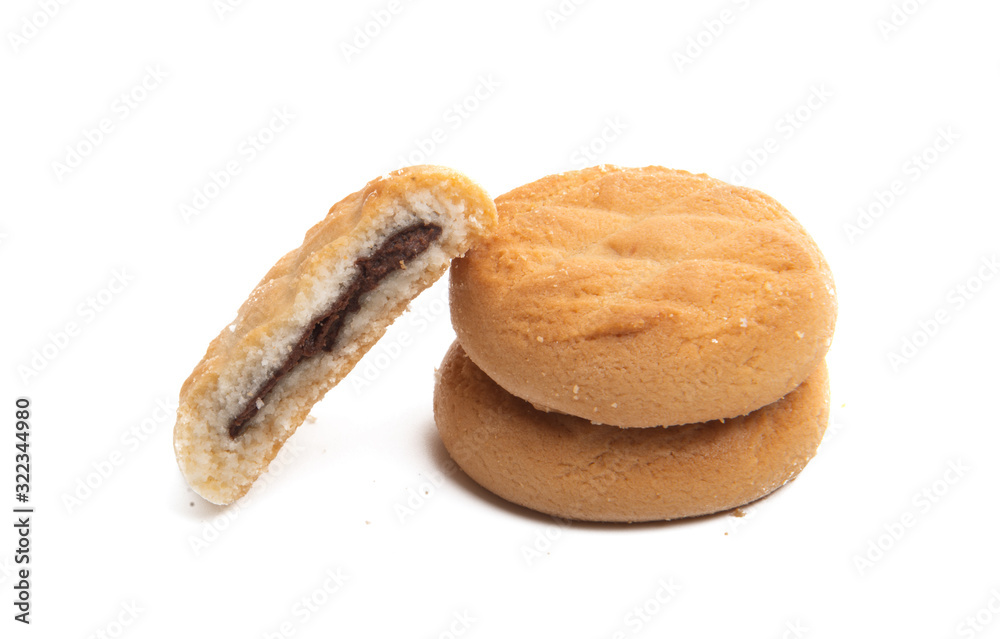 cookies with chocolate filling isolated