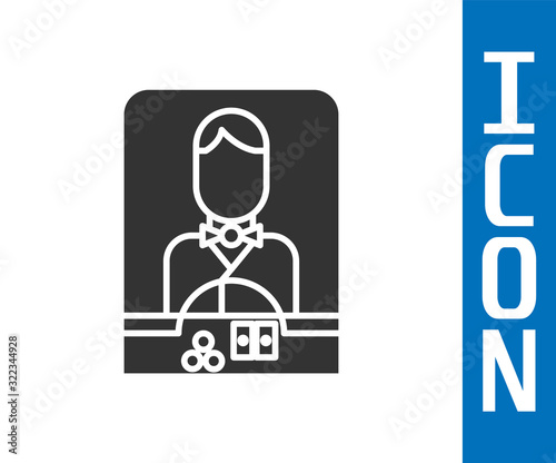 Grey Casino dealer icon isolated on white background. Casino croupier. Vector Illustration