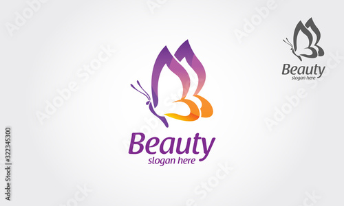 Beauty Vector Logo Illustration. Beautiful Butterfly logo, this logo symbolize, some thing beautiful, soft, calm, nature, metamorphosis, graceful, and elegant. 