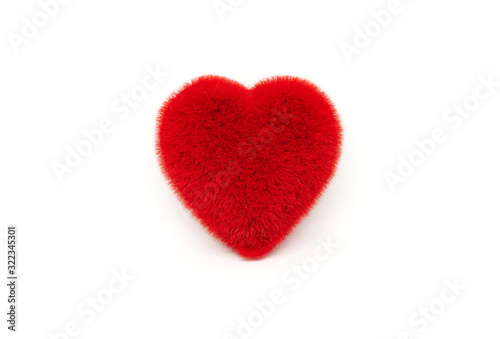 Red heart isolated on White background.