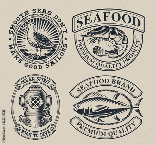 Mini set of nautical illustration on the white background.