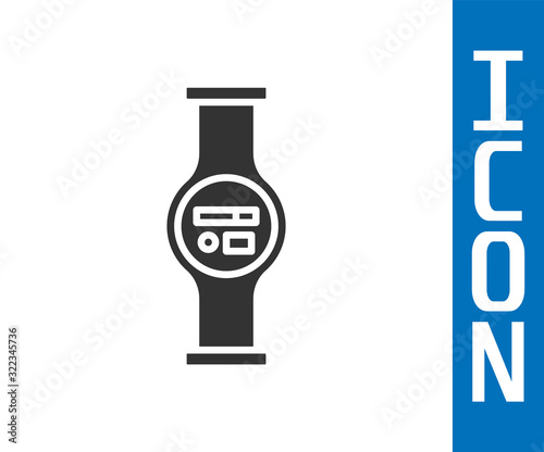 Grey Water meter with pipeline icon isolated on white background. Vector Illustration