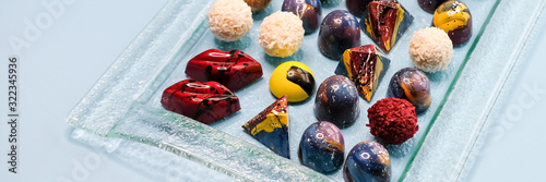 Molded chocolate pralines.