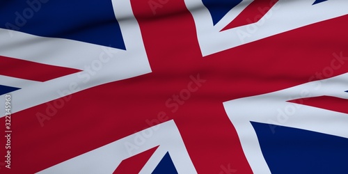 3D Render Fluttering flag of British United Kingdom
