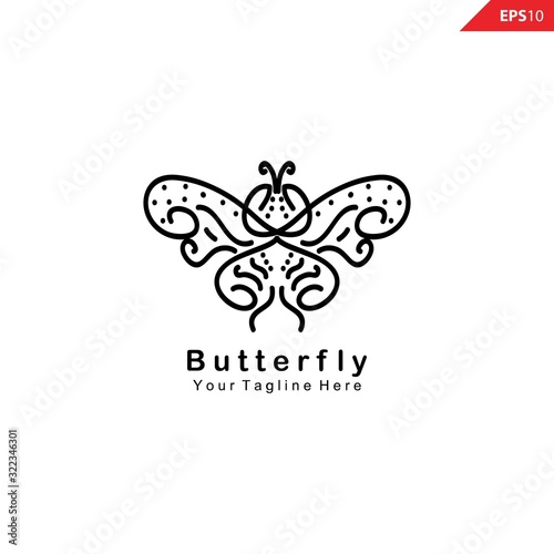 Butterfly logo design inspiration, Luxury elegant with simple line art, monoline, outline style.