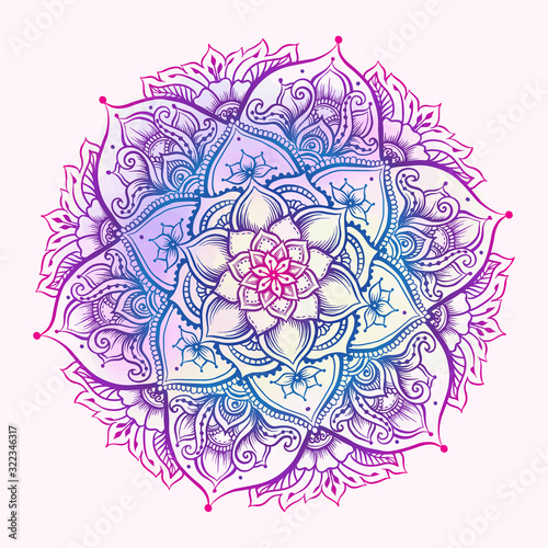 Mandala. Vintage round pattern. Hand drawn abstract background. Traditional Indian henna mehendi tattoo element. Vector illustration.