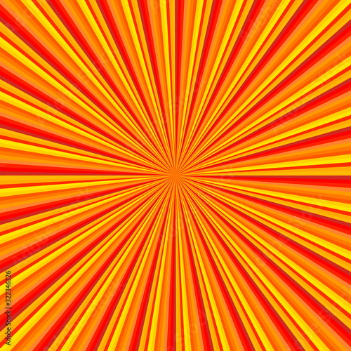 Sun rays, sunburst on yellow and orange color background. Vector illustration summer background design