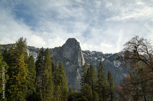 View of landscape mountain at Yosemite National Park in the winter