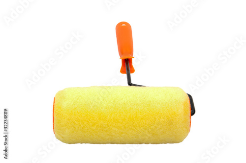 Brand new paint roller isolated on white background