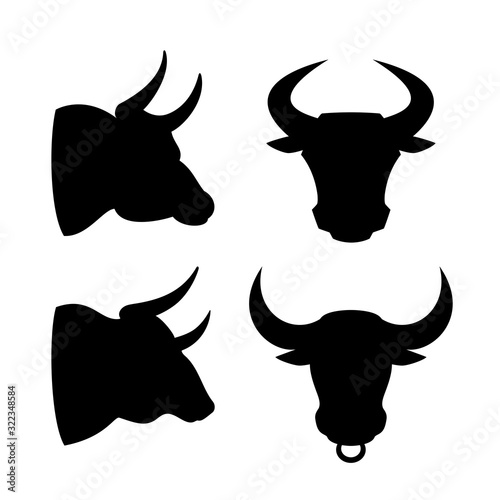 Bull head icon set