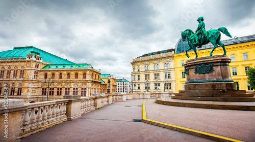 Canvas Print Franz Joseph monument and Vienna State Opera