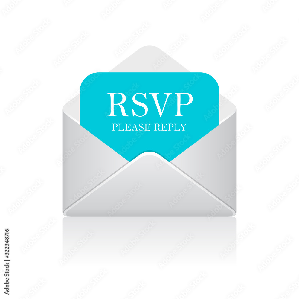 Rsvp letter in envelope vector icon
