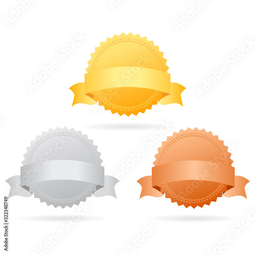 Gold silver and bronze medals set
