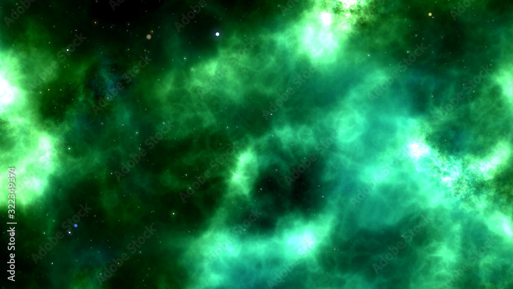 Green nebula with stars. galaxy. Green nebula with stars. galaxy.