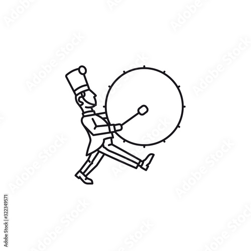 Marching band bass drummer vector icon