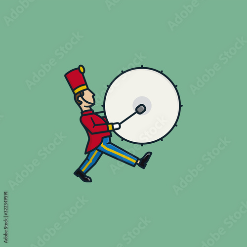 Marching drummer vector illustration