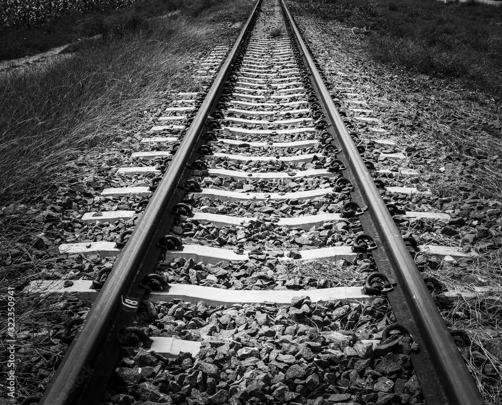 railroad tracks to horizon