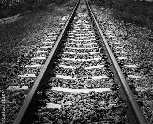 railroad tracks to horizon