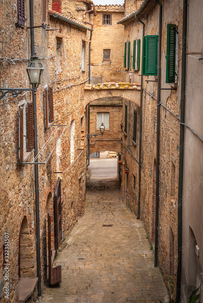 Alley in the city of Volterra, Tuscany, Italy