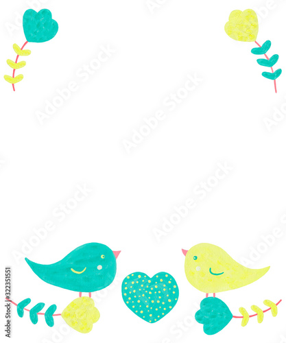 Romantic illustration with birds in love. Elements isolated on white background. For congratulations  invitations  postcards  banners  textiles  printing  flyers.
