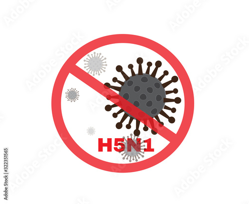 Stop H5N1 virus sign, virus protection concept, vector illustration.