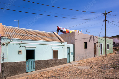 Street with colorful houses in Cape Verde