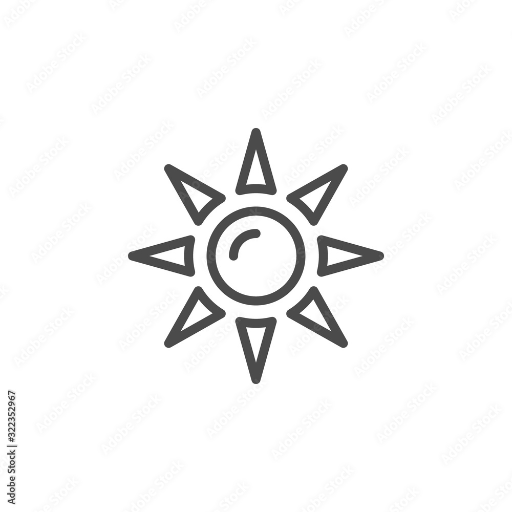 Sun line outline icon and light object Sun line outline icon and light object