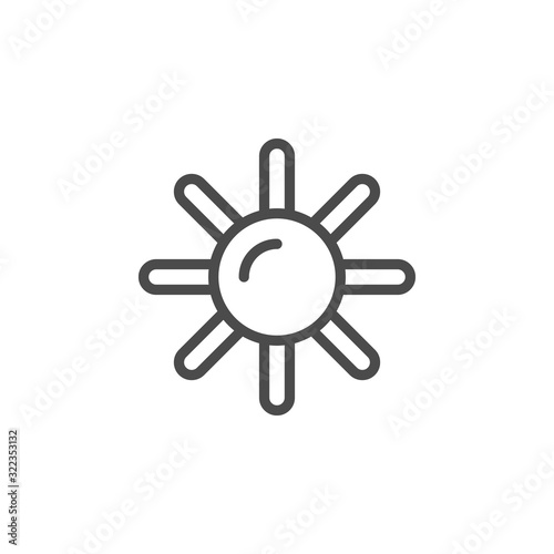Sun line outline icon and light object