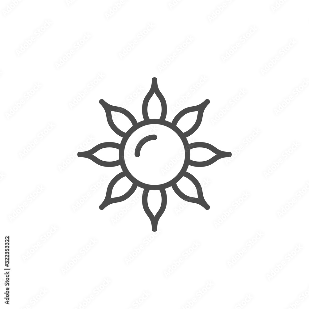 Sun line outline icon and light object Sun line outline icon and light object
