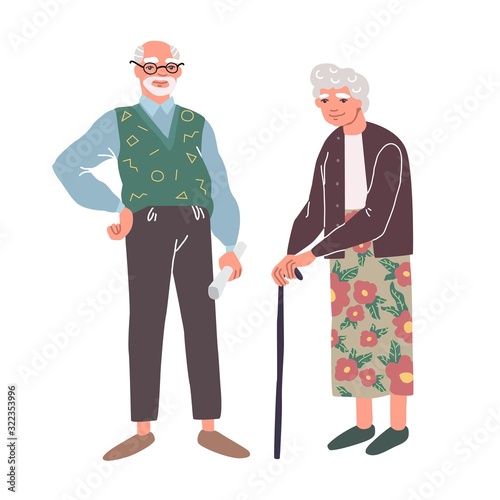 Elderly couple. Joyful nice elderly couple smiling
