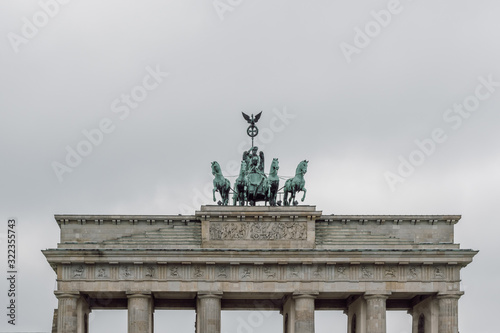 Close-up view of the Brandenburg Gate in Berlin, Germany photo