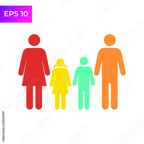 happy family icon template color editable. happy family symbol logo vector sign isolated on white background illustration for graphic and web design.