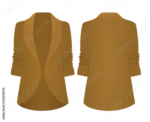 Women brown open jumper. vector illustration